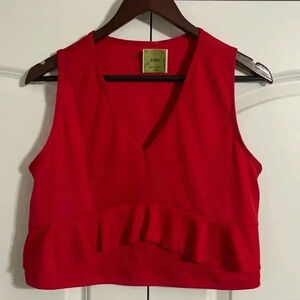 Rio of Stars Red Ruffled Crop Top Size Medium​​